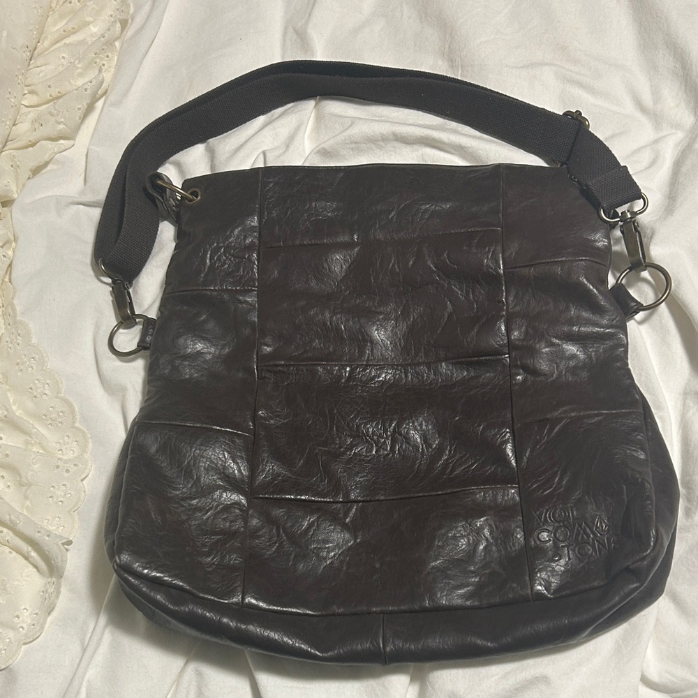 Volcom Dark Brown Leather Shoulder Bag